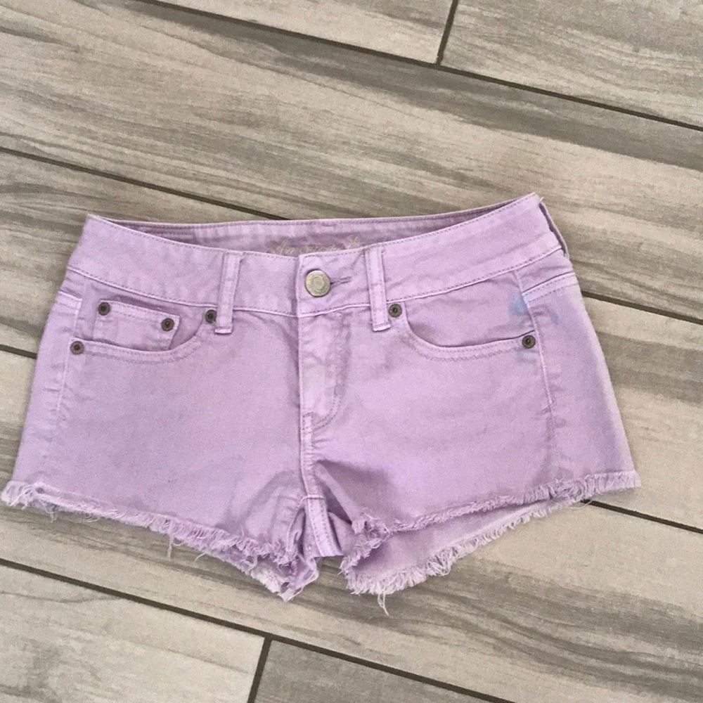 AMERICAN EAGLE Women Crochet Back Pockets Decoration Lavender Shorts | 2